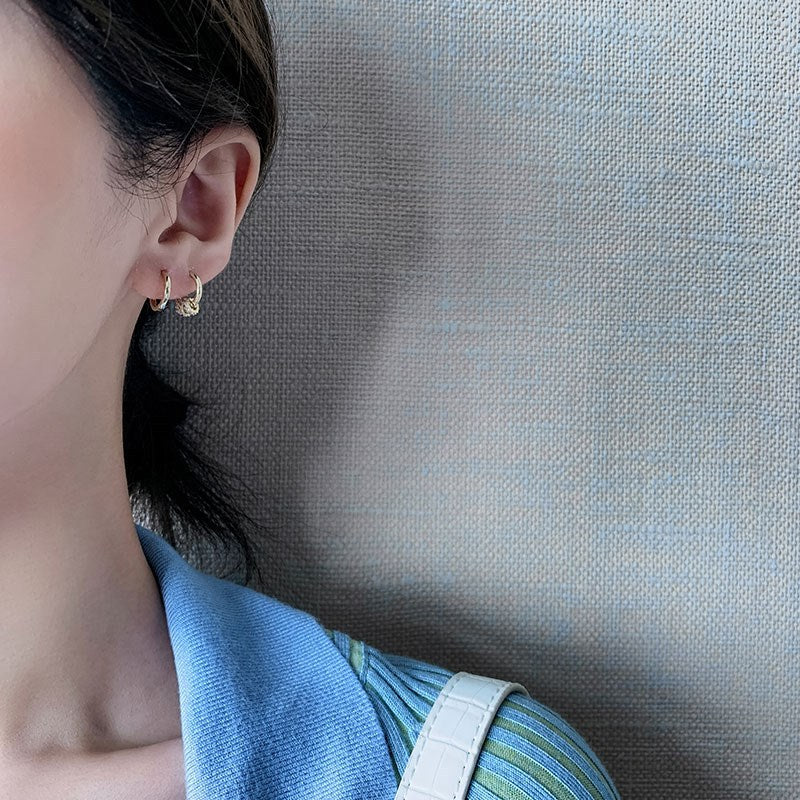 Metal Big Circle Earrings Women's Hong Kong Fashion Women's Ear Jewelry S925 Silver Needle