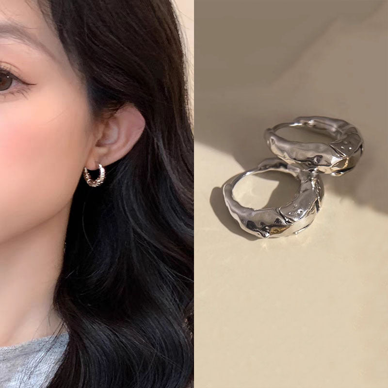 925 Silver Needle Love Butterfly Gravel Fashionable and Versatile Earrings Niche Unique Design Pearl Flower Earrings Earrings