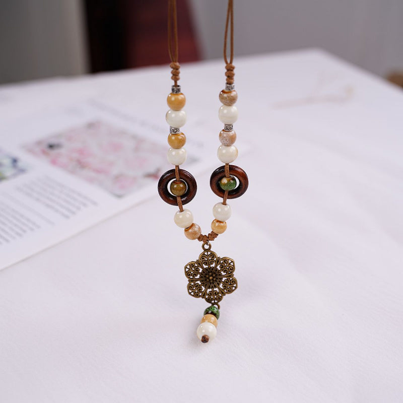 Jingdezhen Ceramic Necklace Women's Light Luxury Niche Autumn and Winter Sweater Necklace