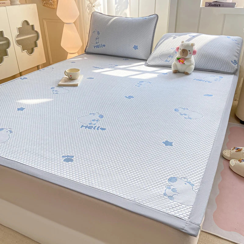 Capibara Summer Bed Mat Queen Soft Breathable Ice Bean Cooling Mat Coolness Summer Mat Cool Down Mattress Protector Pad Bedsheet