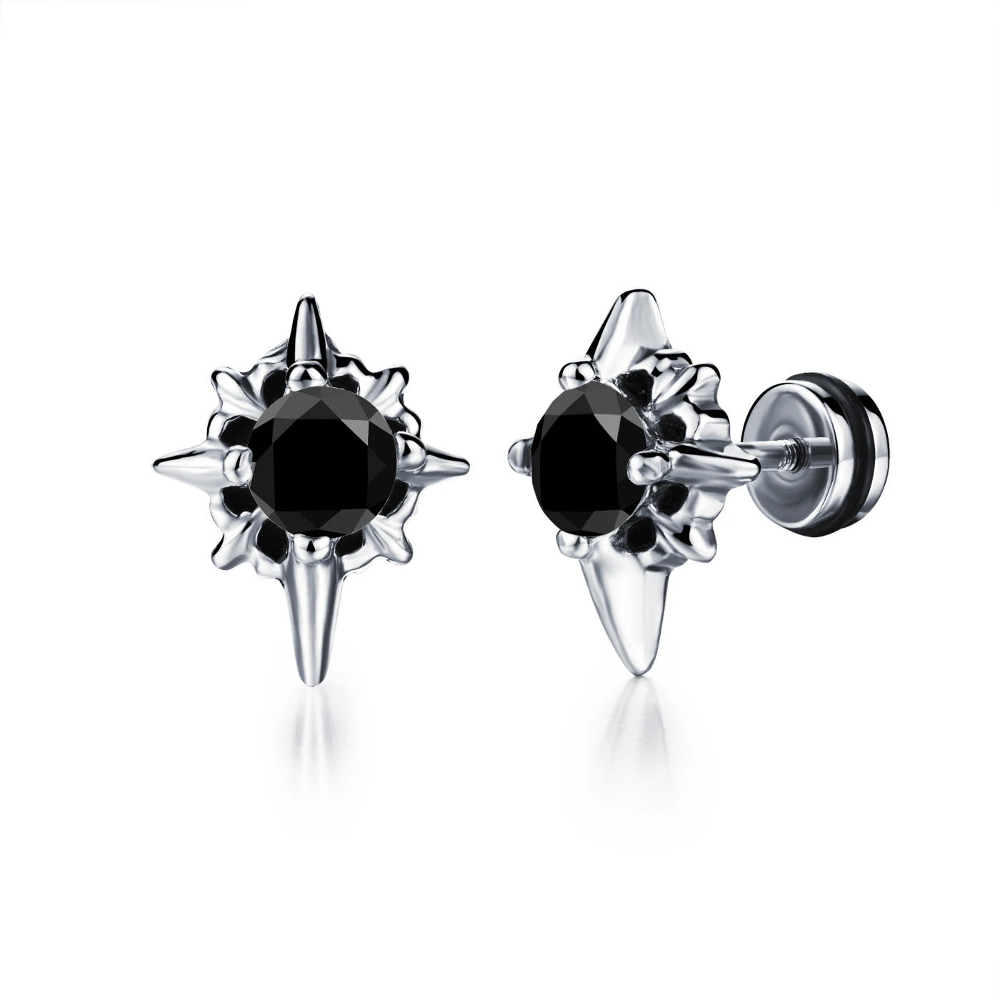 2023 Punk Stainless Surgical Steel Women Men's Stud Earrings Small Gothic Geometry Skeleton Rock Zircon Hip Hop Jewelry Earrings