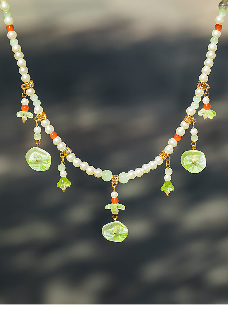 In Stock Han Chinese Clothing Accessories Daily Indie Necklace Women's Vintage Pearl Pendant Antique Accessories (Tb14.9)