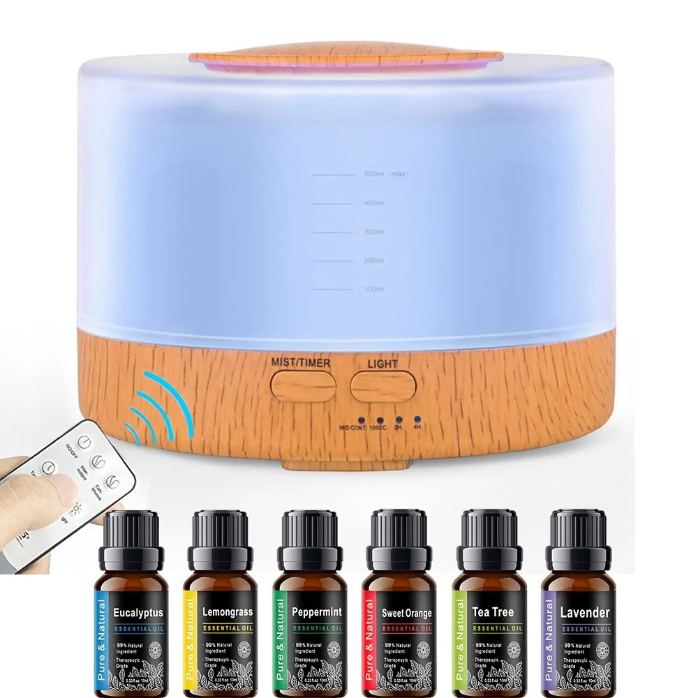 6 Essential Oils! 500ML WiFi-Controlled Aroma Diffuser - 7 Color LED Humidifier for Large Rooms | Ultrasonic Quiet Operation