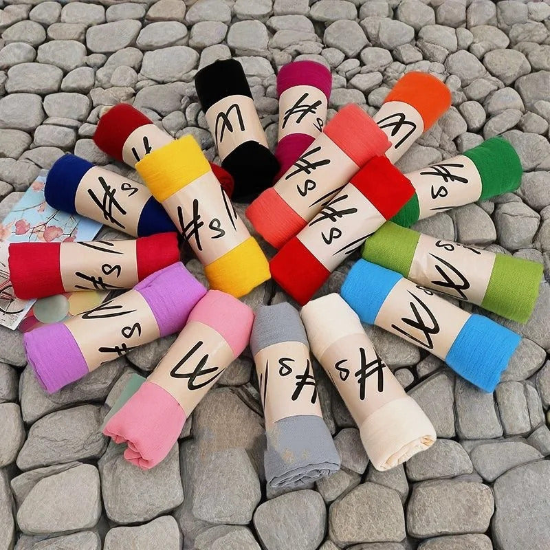 Cotton Linen Scarf Candy Color Anti-sand Neckerchief Women Thin Tippet Long Scarf Soft Scarves Shawls 180x45cm Shawl Headwrap