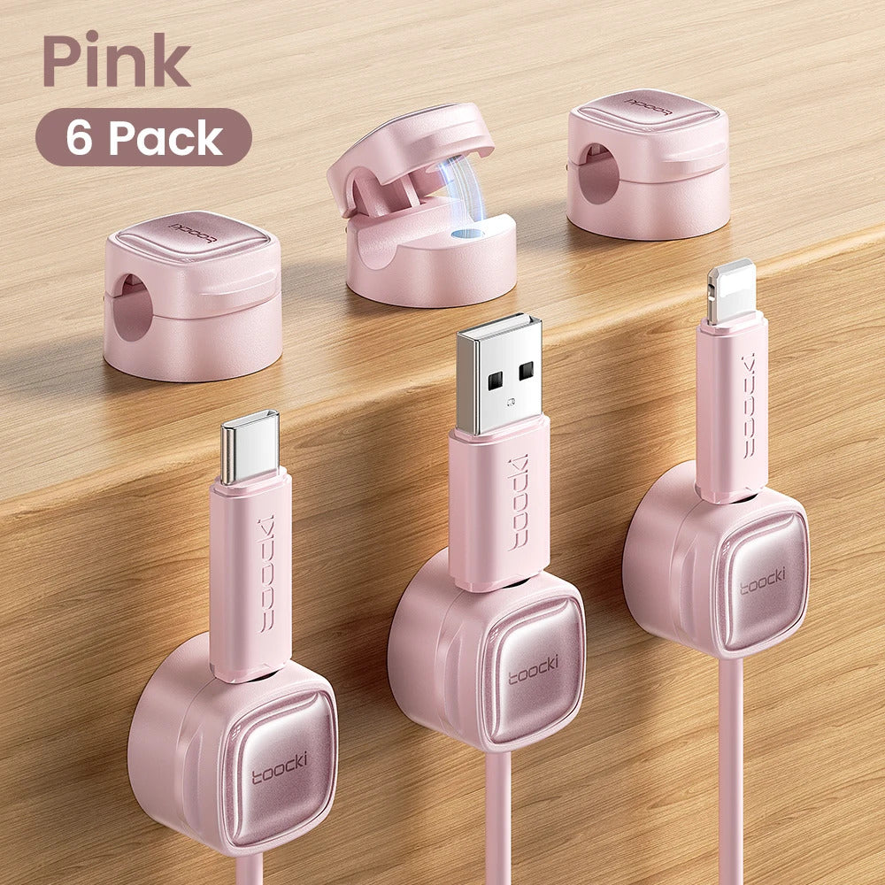 Toocki LX06 Magnetic Cable Clips Under Desk Cable Organizer Management Phone Cable Line Cleaning Magnetic WireKeeper Cord Holder