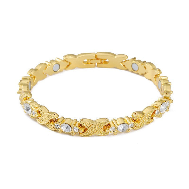 Cross-Border Hot European and American Fashion Detachable Energy Magnet Bracelet Environmental Protection Alloy Diamond Adjustable Women's Bracelet