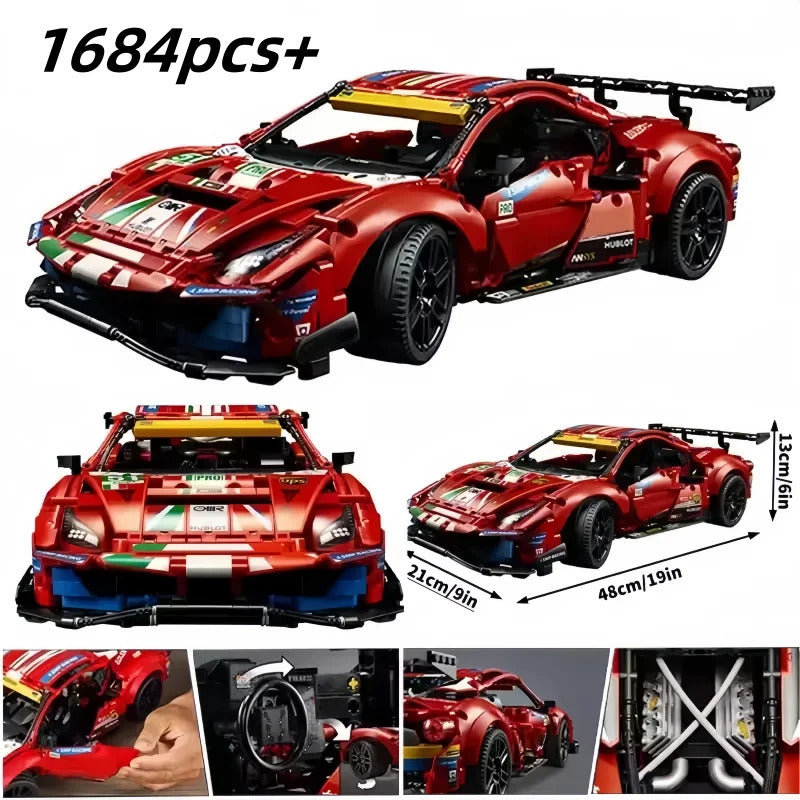 NEW Technical 488 GTE 1684PCS Speed Sports Car Building Blocks Set Model 42125 MOC Racing Vehicle Assemble Toys Brick Kid Adults