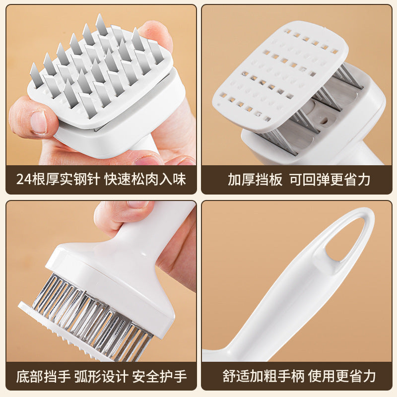 Stainless Steel Automatic Rebound Hammer Meat Tenderizer Needle for Home Kitchen Steak Tenderizing Beef Chicken Flavor Punching Tool