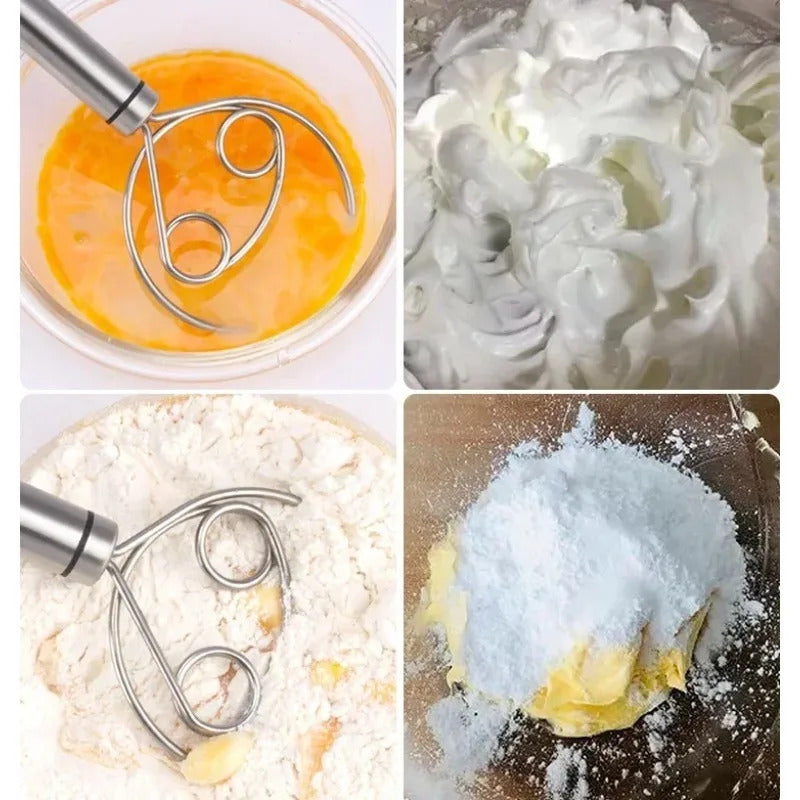 Best Wooden Hand Dough Whisk Stainless Steel Doutch Dough Whisk Kichen Cooking Whisks Utensil Egg Beater Pastry Tool