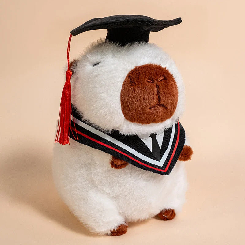 25cm Cute 2025 New Graduation Capybara Plush Doll Doctor Cap Bear Elephant West Highland Animal Stuffed Home Decor Gift For Kids