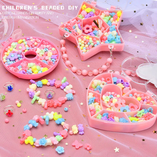 Kids DIY Jewelry Beaded Handbag Beads Toys Handmade Set Children's Playing House Puzzle Education Toy Girls Gifts Color Random