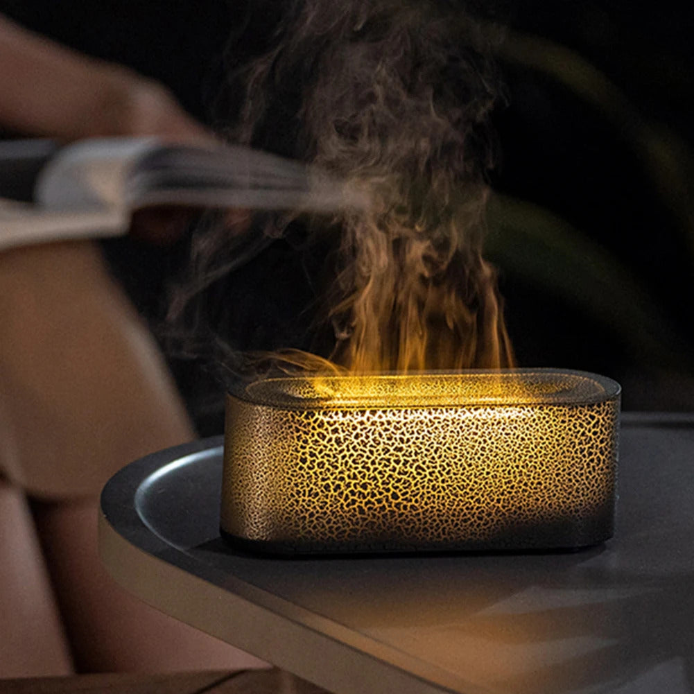 USB 7 Colorful Flame Aroma Diffuser Simulation Flame Humidifier Flame Aromatherapy Essential Oil Diffuser for Spa Yoga Gym