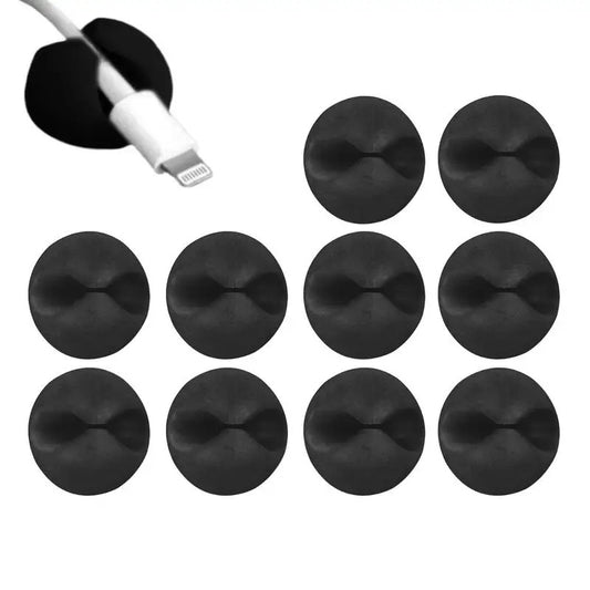 10pcs Mini Adhesive Cable Winder Organizer USB Charging Cable Clip Silicone Charger Cable Holder for Home, Office, Car, Desk