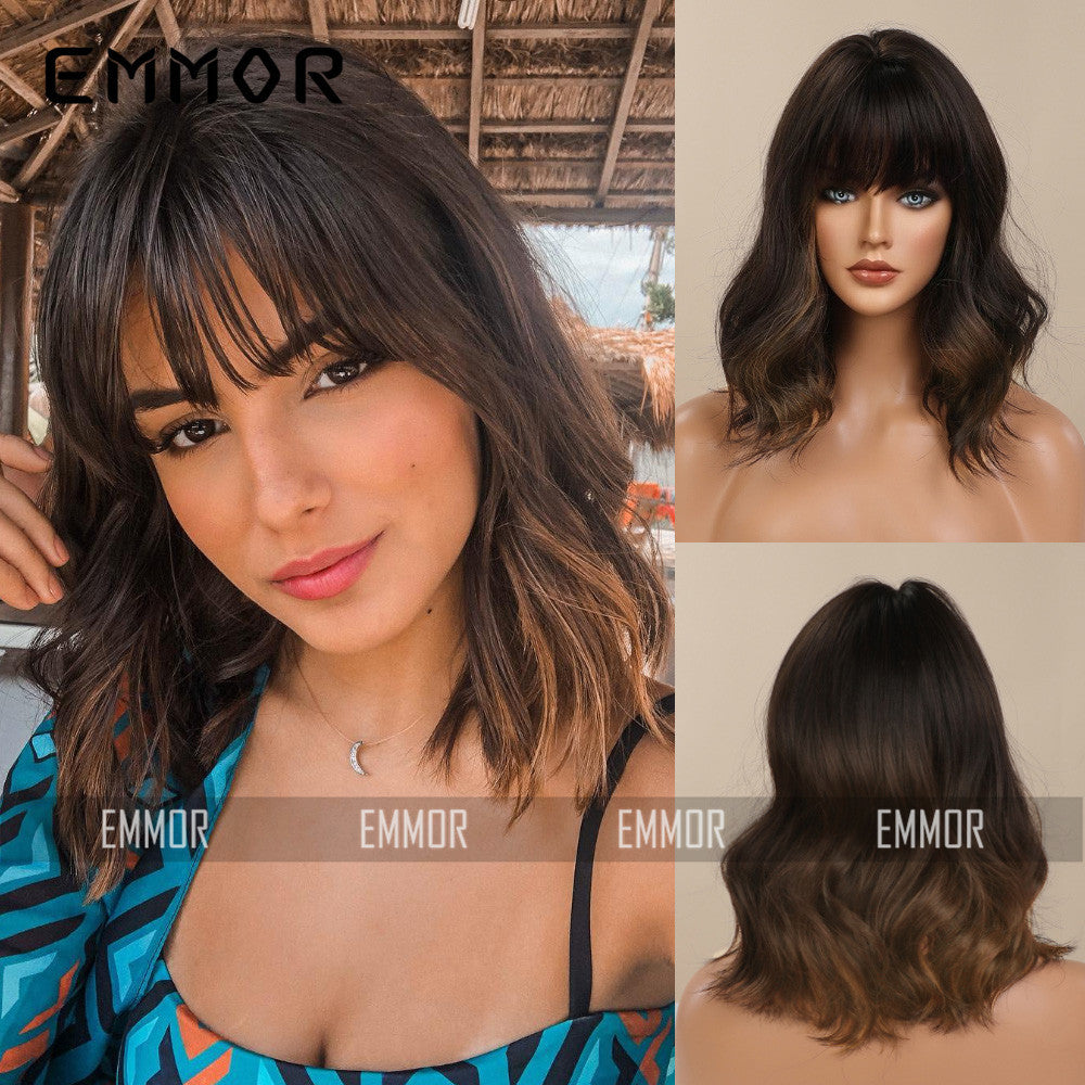 Trendy Hot-Selling Wig for Women, Cute Style, Blonde Bob Short Curly Hair, Factory Stock, Matte High-Temperature Fiber Full Wig