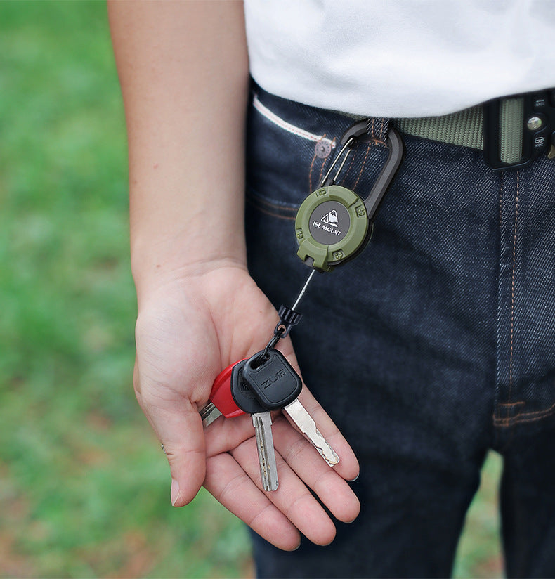 Outdoor Tactics Can Buckle Retractable Buckle Steel Wire Rope Multi-Functional Keychain Camping High Rebound Anti-Separation Rope Pull Peels