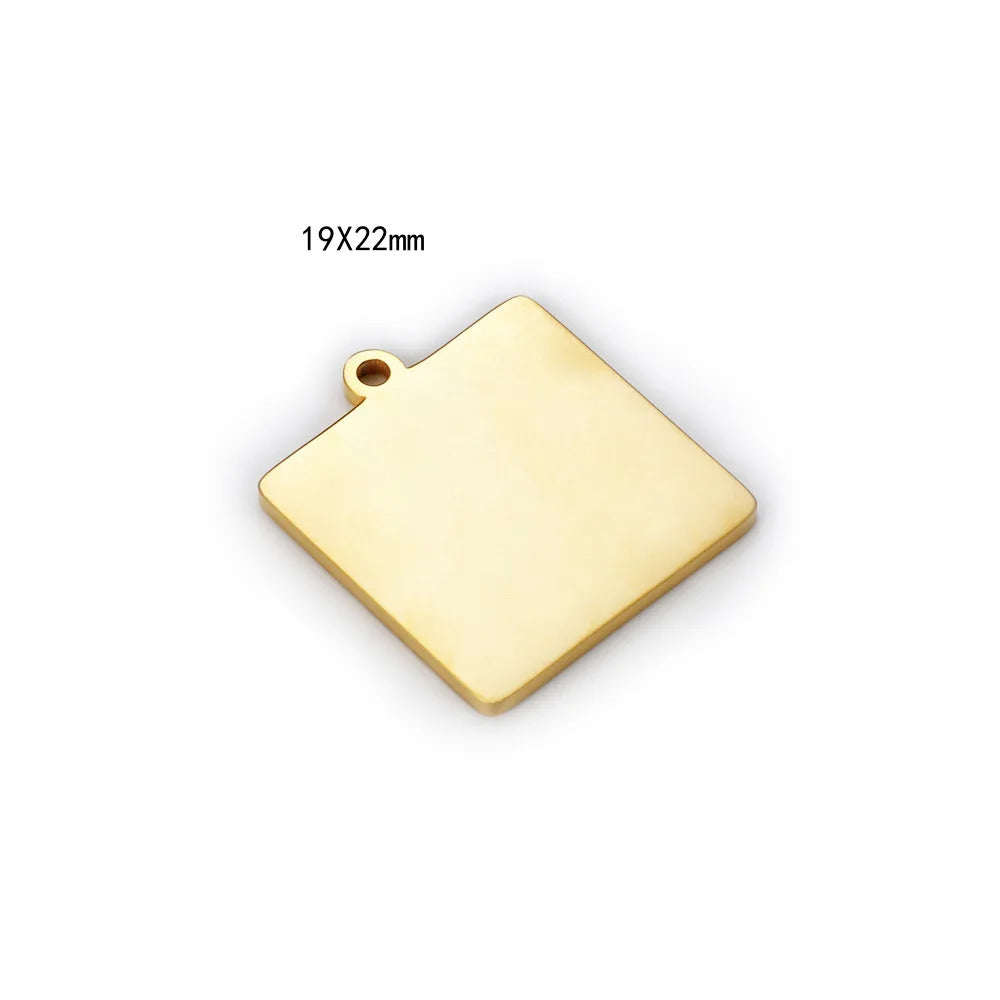 20pc stainless steel blank square charm rectangle pendant personalized customization DIY jewelry making