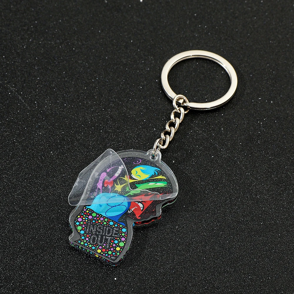 Disney New Movies Inside Out 2 Anime Acrylic Keychain Charms Cute Cartoon Pendent Keyring Strap Fashion Jewelry Accessory Gifts