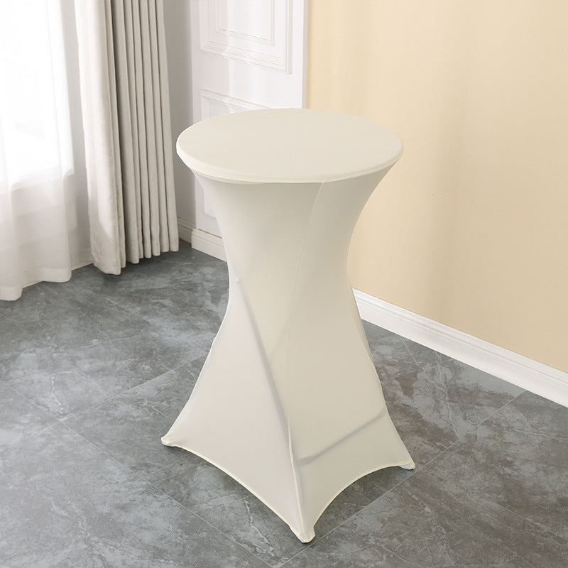 Elastic Table Cover High-End Banquet Wedding Hotel Cocktail Table Cover Table Skirt Table Skirt Cross-Border round High Leg Bar Counter Set