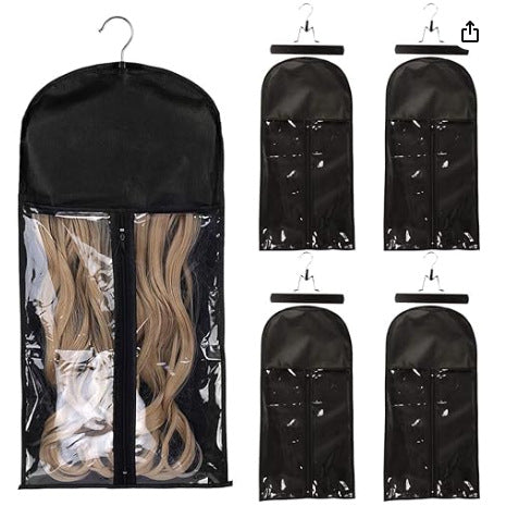 In Stock Thickened Zipper Portable Wig Dust Cover PVC Window Non-Woven Fabric Hang Clothes Storage Dustproof Bag Wholesale