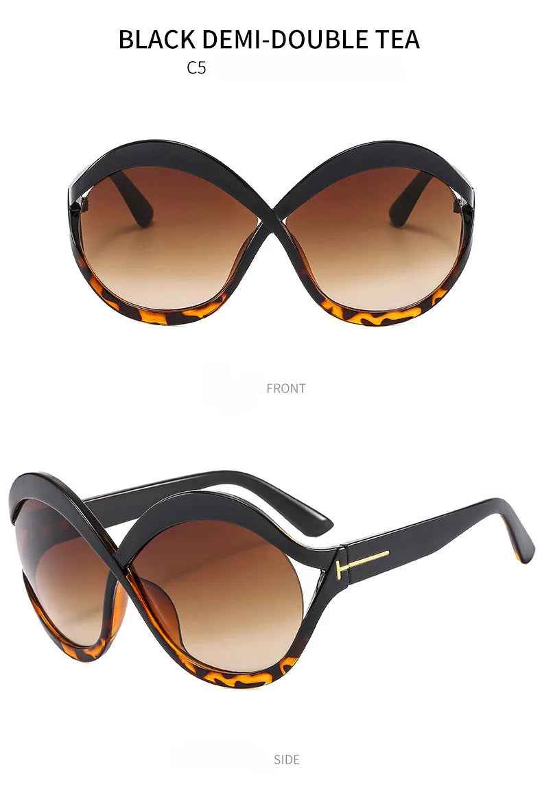 Luxury Oversized Round Sunglasses Goggle New Brand Designer Women Sun Glasses Trends Punk Shades Eyewear Eyeglasses Oculos