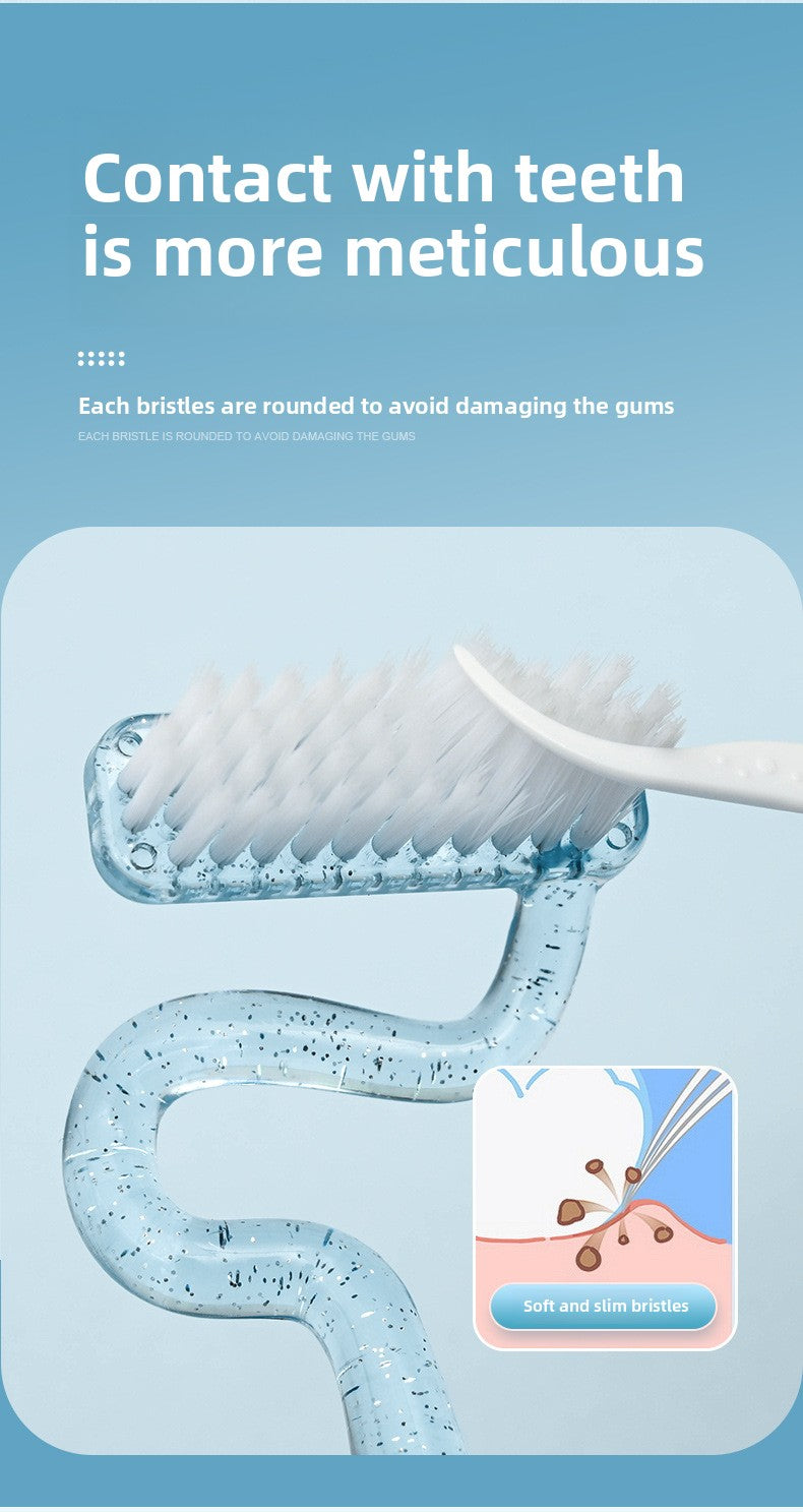 S-type vertical brush toothbrush adult male and female shaped soft fur tongue moss cleaning gums