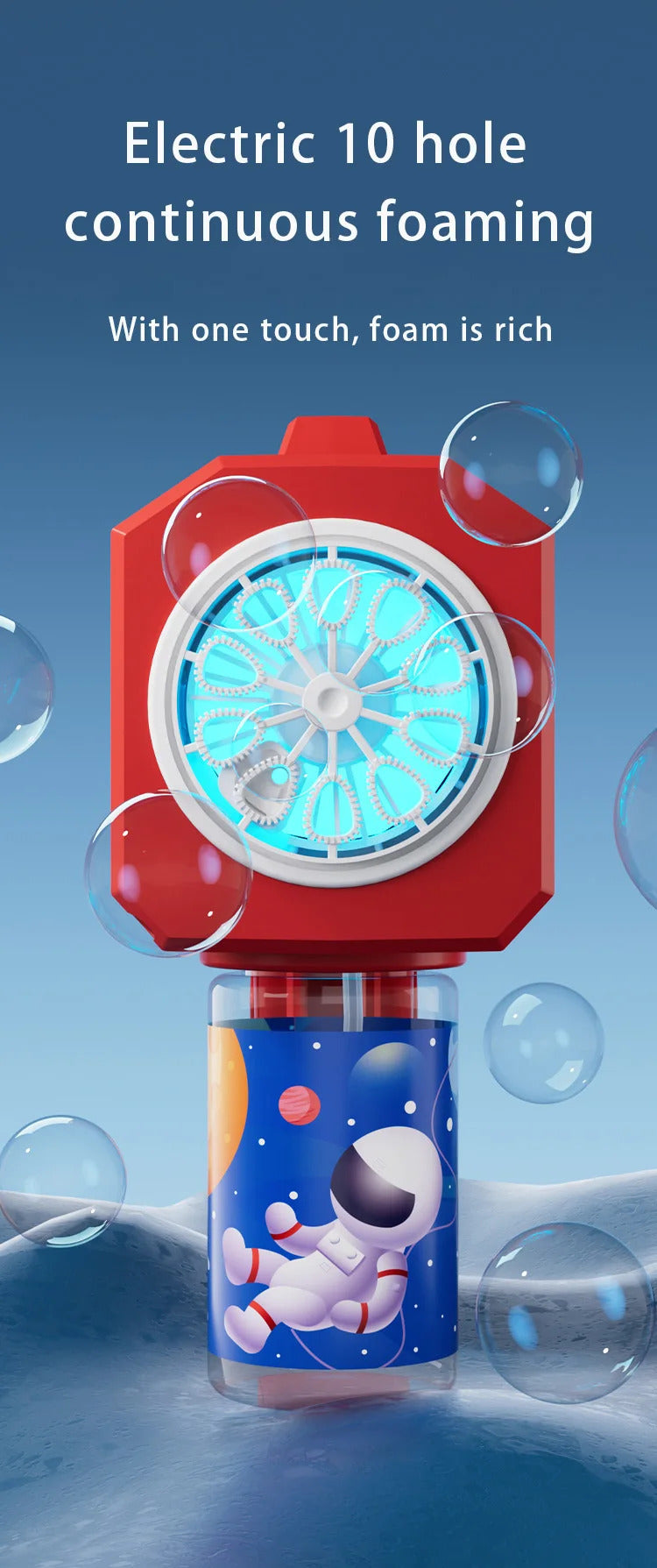 10 hole automatic bubble machine toy children's handheld space bubble gun electric light without battery bubble water