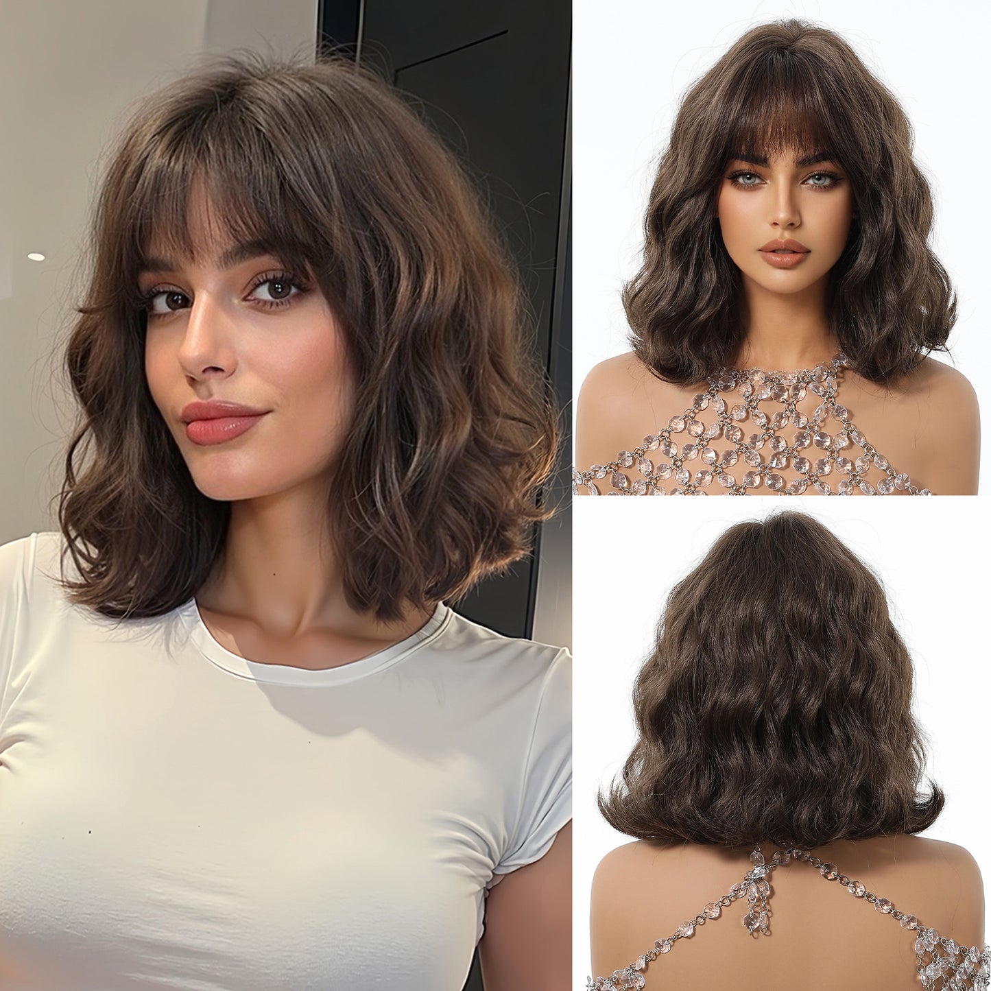Trendy Hot-Selling Wig for Women, Cute Style, Blonde Bob Short Curly Hair, Factory Stock, Matte High-Temperature Fiber Full Wig