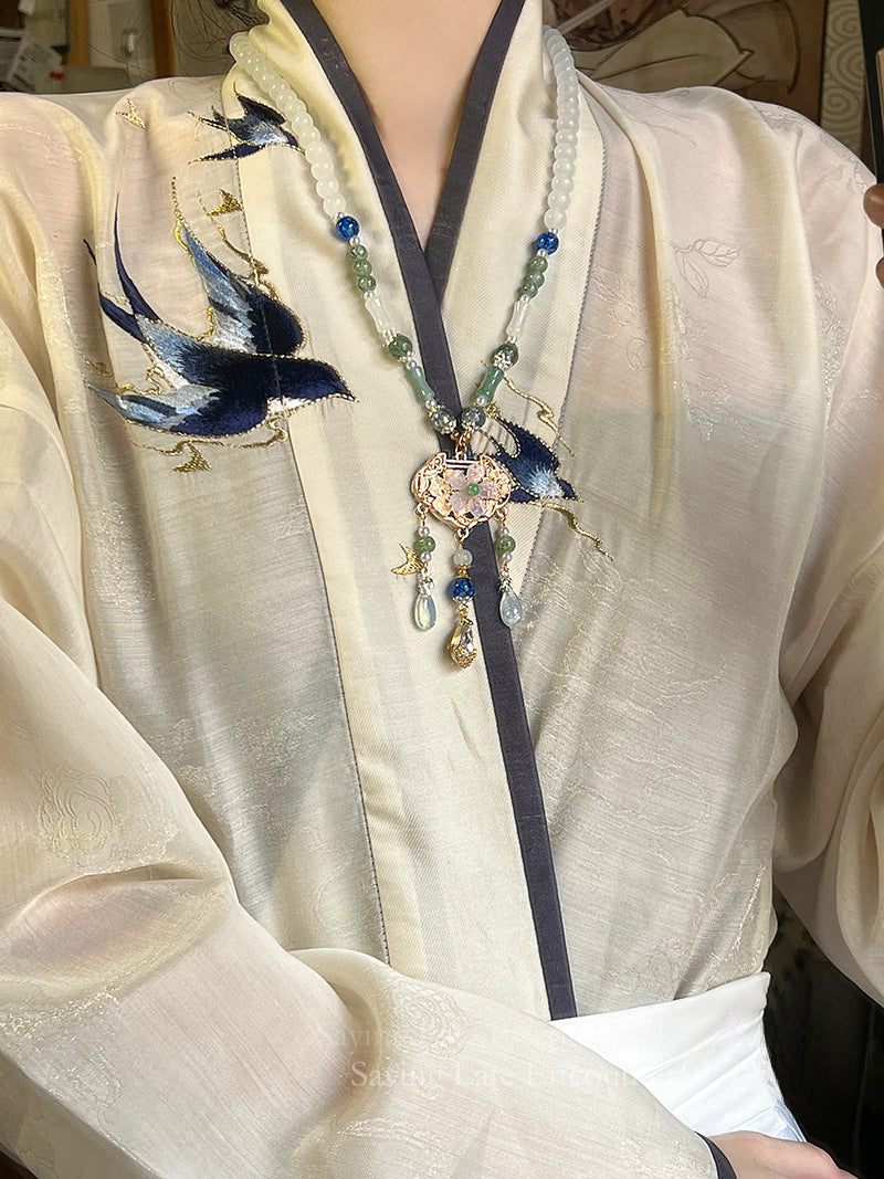 Ancient Style Hanfu Back Cloud Long Tassel Ming Dynasty Necklace New Chinese Style National Style Mamian Skirt Accessories