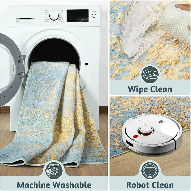 NOAHAS Faux Cashmere Printed Carpet Abstract Collection Rugs Soft Modern Rugs Living Room Bedroom Home Decor Indoor Rugs