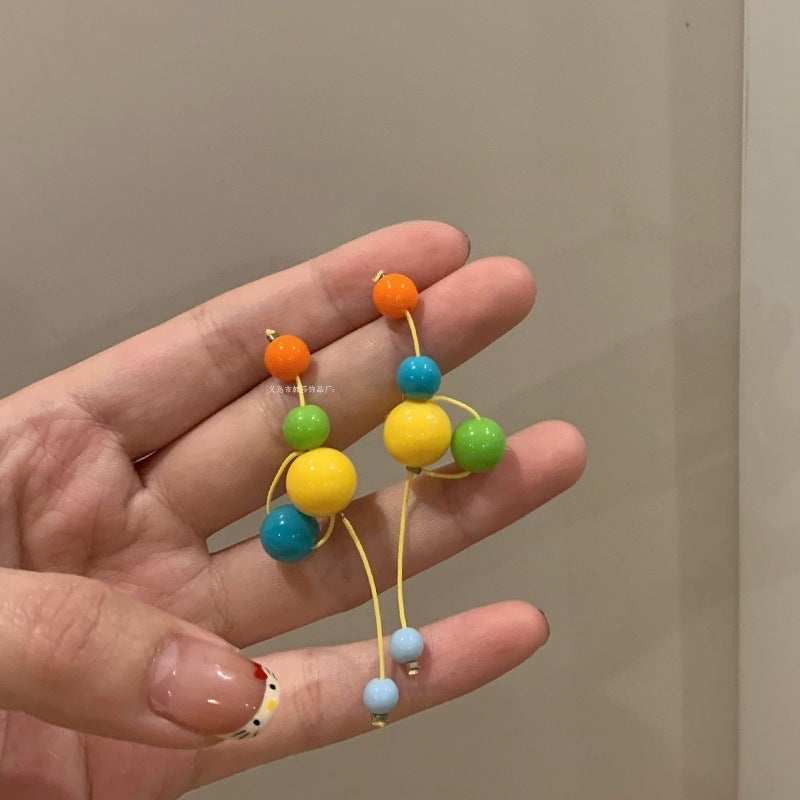 Dopamine Colorful Flower Earrings Suitable for Spring Sweet Cute Young Heart Stud Earrings for Women 2025 New Model