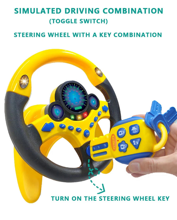 Electric Simulated Driving Steering Controller Portable Wheel Copilot Toy With Light And Sound Educational Sounding For Kid Gift