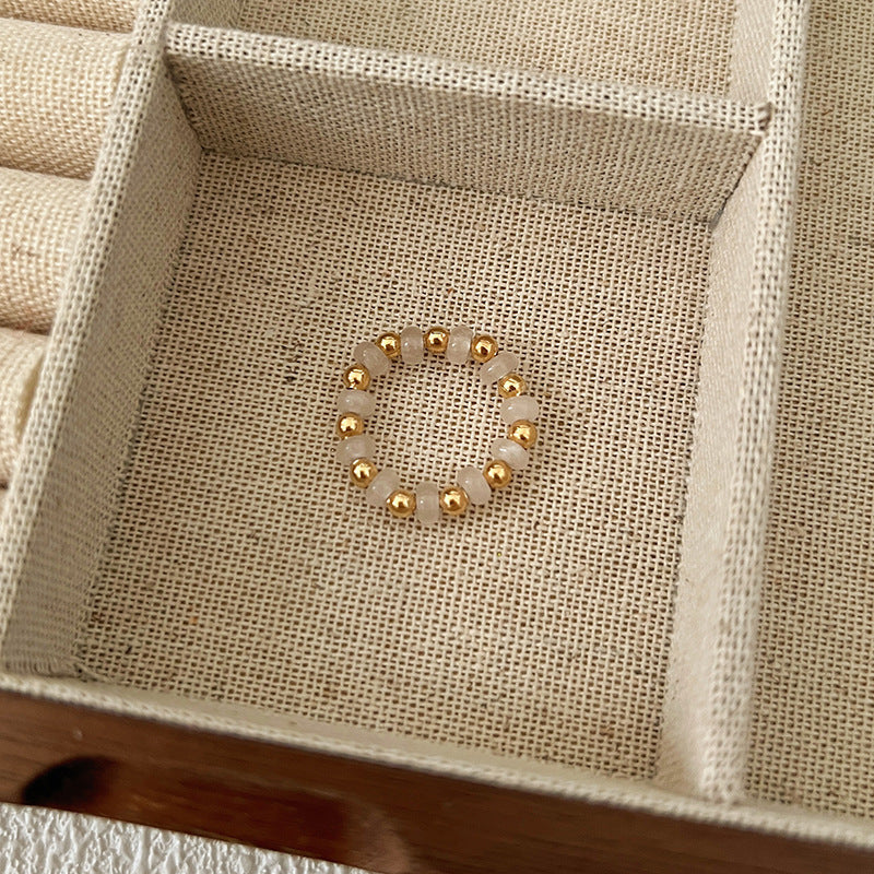 Dopamine Ring for Women, Niche Design, Personalized Beaded Index Finger Ring, High-End Fashion, Colorful Cute Closed Ring