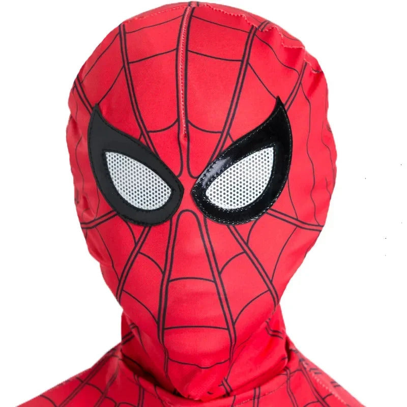 Kids Superhero Spider Costume Spandex Jumpsuit Halloween Cosplay Costumes Bodysuit Kids Head Cover Separation Party Set