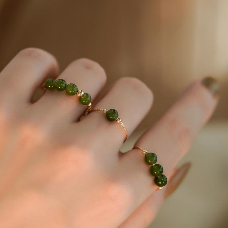 Cool Sensation Emerald Tourmaline Ring for Women, Light Luxury Niche Unique Design, High Aesthetic Retro Index Finger Ring