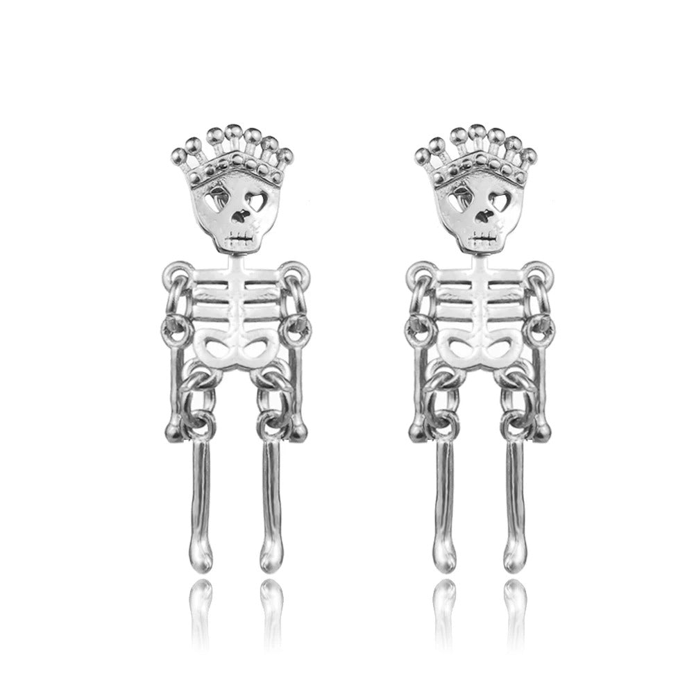 2023 Punk Stainless Surgical Steel Women Men's Stud Earrings Small Gothic Geometry Skeleton Rock Zircon Hip Hop Jewelry Earrings