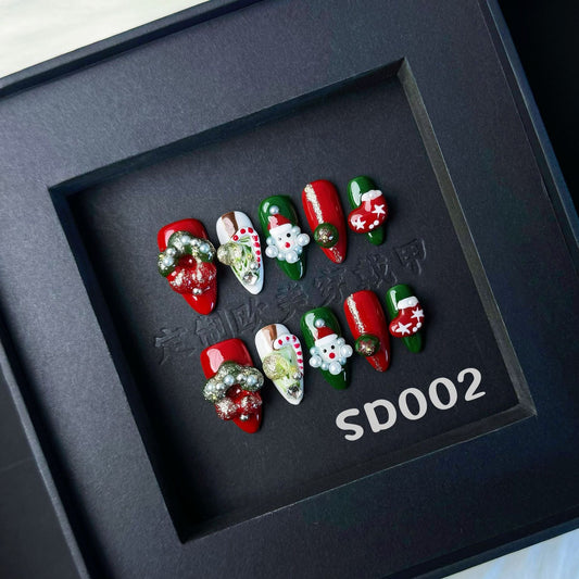 Wearable Nail Tips Purely Handmade Nail Stickers Purely Handmade Squeeze Christmas New European and American Cross-Border
