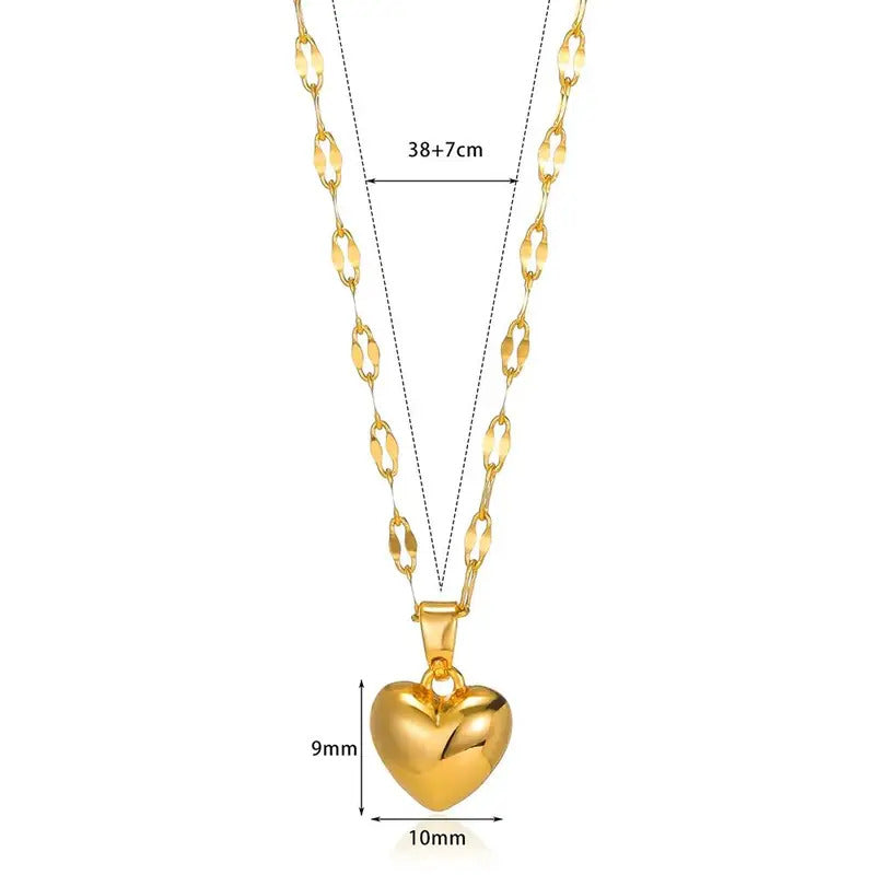Stainless Steel Love Heart Necklace For Women 2025 New Trendy Lip Chain Simple Pendant Necklace Jewelry Gift Wholesalers