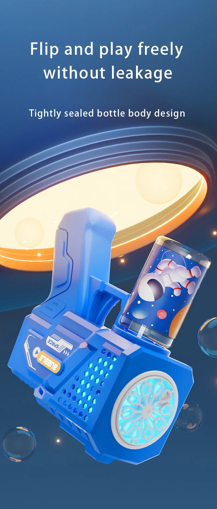 10 hole automatic bubble machine toy children's handheld space bubble gun electric light without battery bubble water