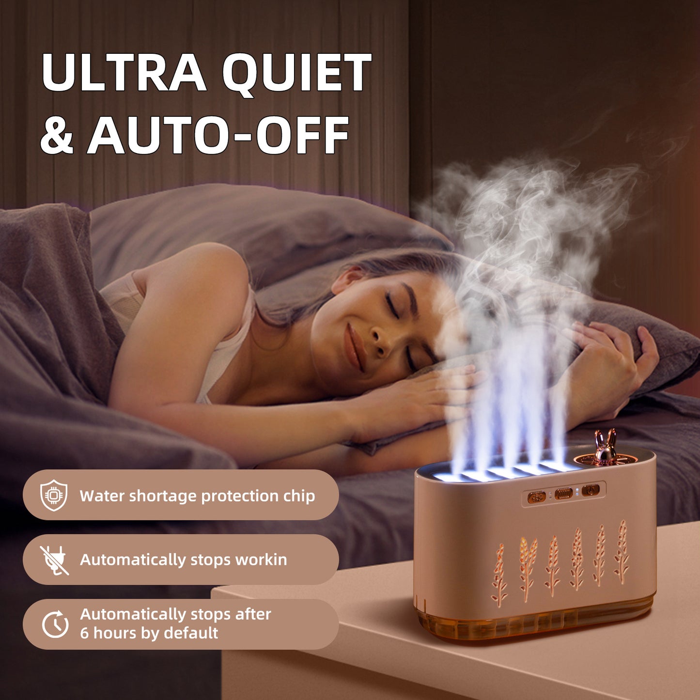 Air Humidifier for Home, Silent Bedroom Five-Hole Spray Aromatherapy, Creative Dynamic Colorful Sound-Controlled
