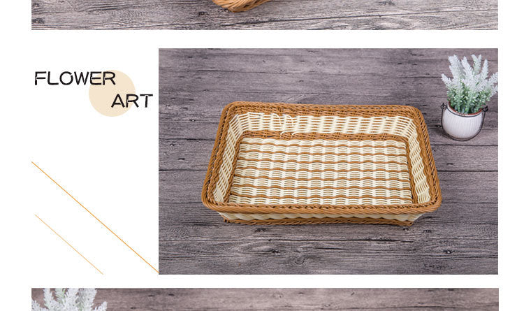✅Fruit Basket Bread Basket Supermarket Hotel Display Basket Display Basket Handmade Storage Basket Rattan Woven Basket Imitation Rattan Weaving