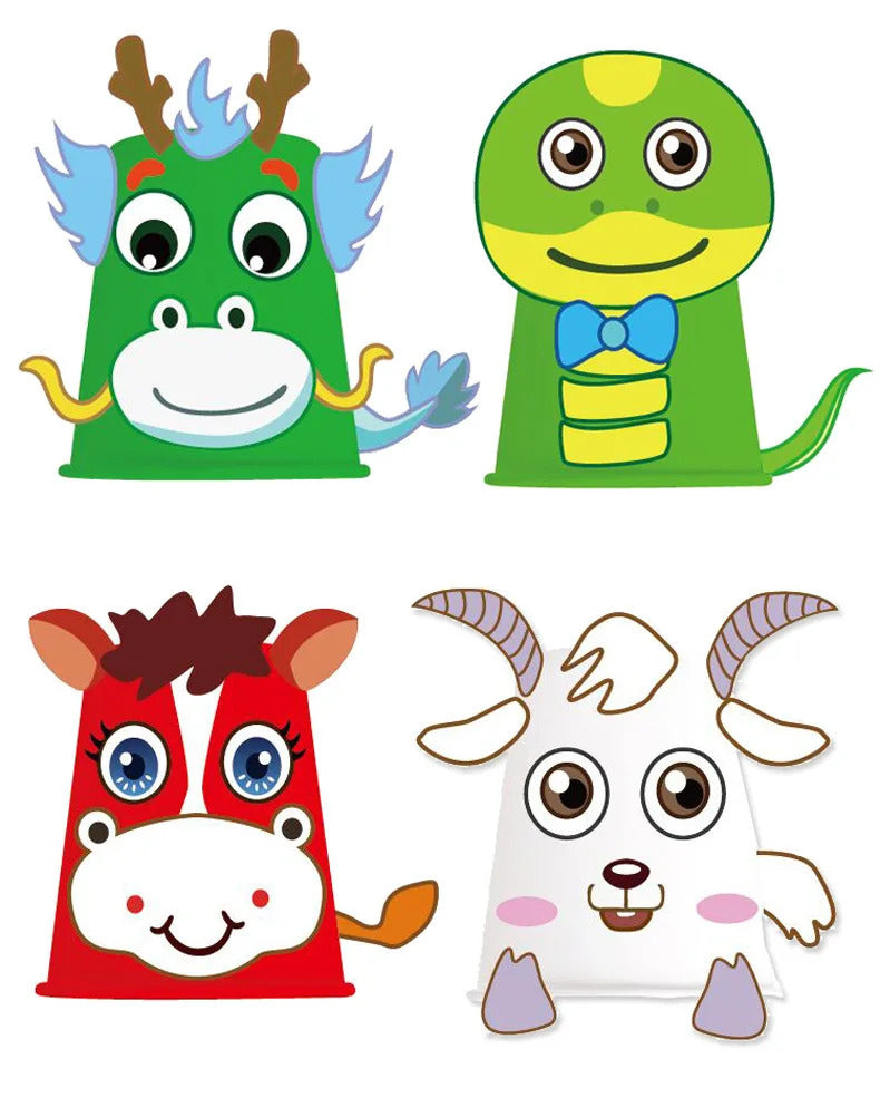 12pcs Children 3D DIY handmade Paper Cups Sticker Material Kit Whole Set Kids Kindergarten School Art Craft Educational Toys GYH
