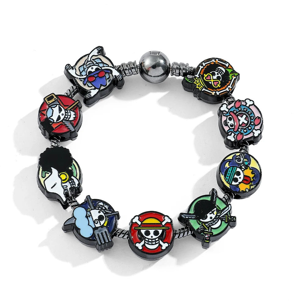One Piece Anime Monkey D. Luffy Charms Bracelet, Tony Tony, Chopper Skull, DIY Pendant Bangle, Vintage Bracelet