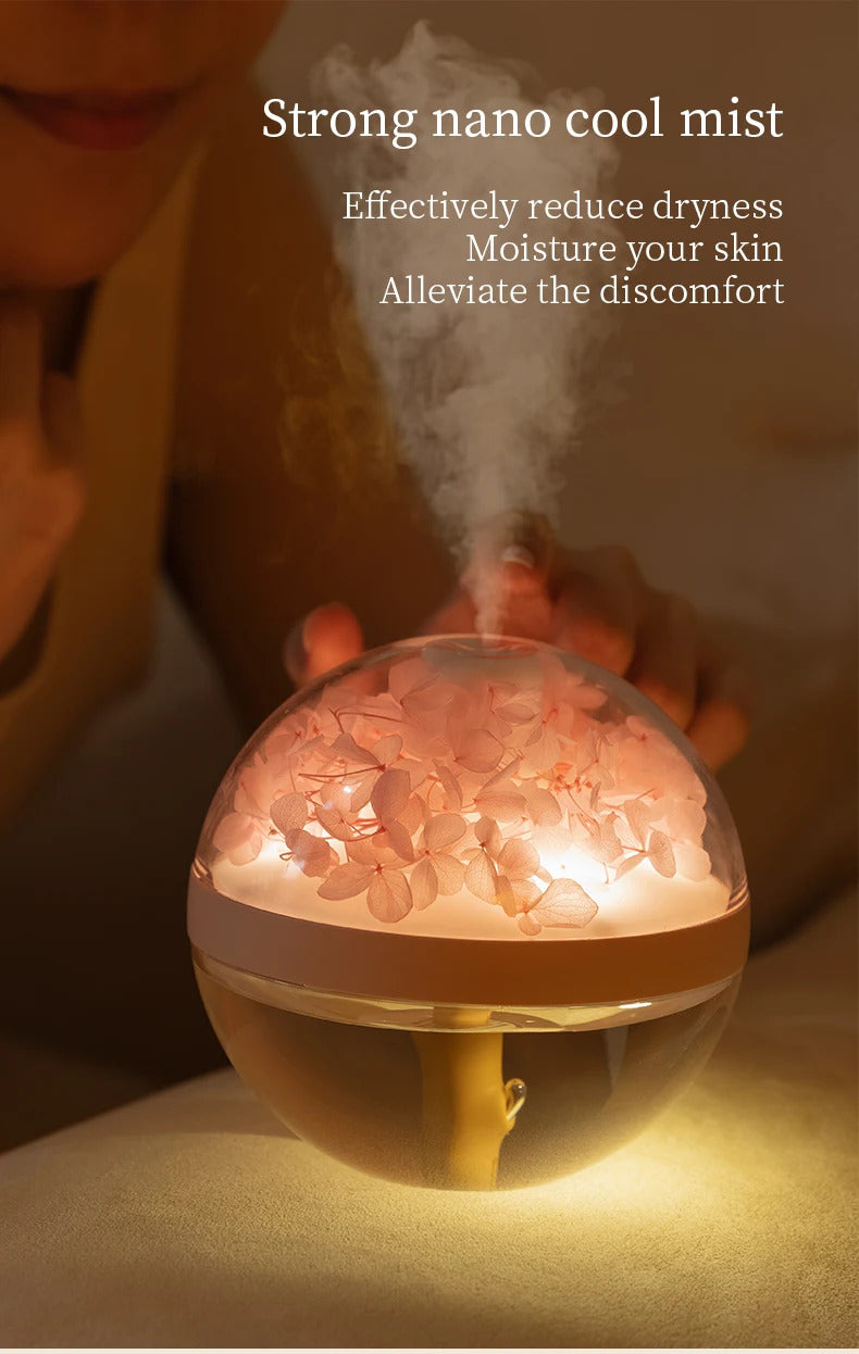 270ML Air Humidifier USB Rechargeable 800mAh Home Hydration Humidifier Colour LED Light Mist Maker Flower Humidificador