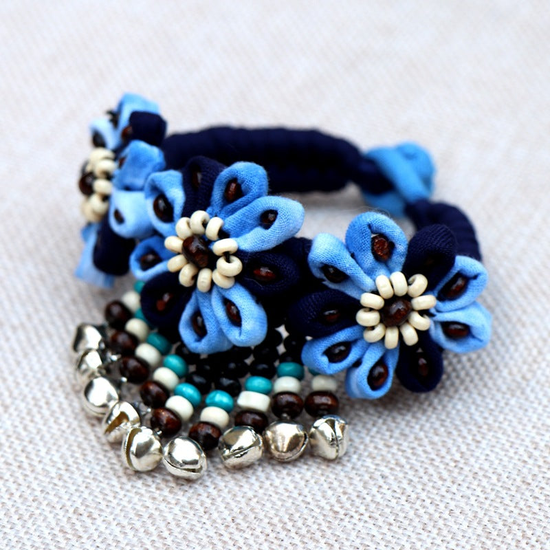 Blue Tie Dye Cloth Bracelet Dali Lijiang Hot Sale Hand-stitched Flower Fabric Bracelet Bracelet