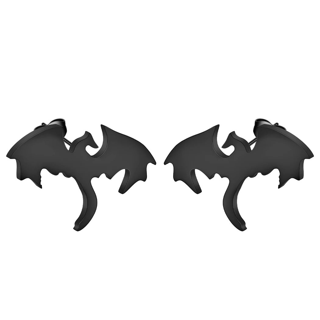 Punk Men Black Western Dragon Ear Stud Trend Stainless Steel Earrings for Women Personalize Rock Set Hip Hop Streetwear Jewelry