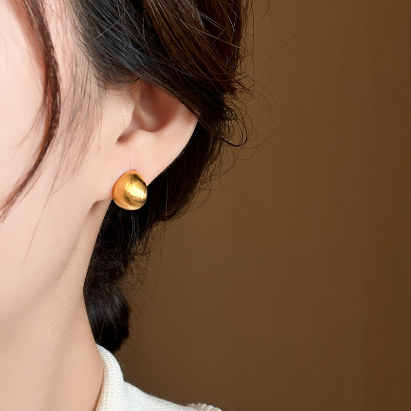 Simple Heart Circle Earrings Fashion Versatile Geometric Ear Clips Ear Studs Light Luxury High-end Feel Earrings for Women