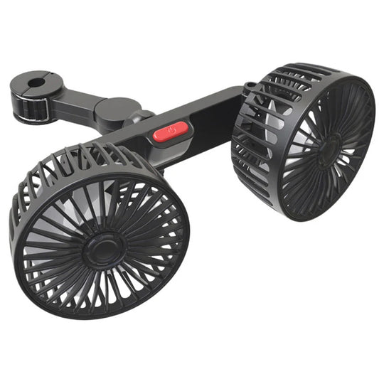12V/24V Car Fan Cooling Car Fan Dual Head USB Car Fan 3 Speeds Adjustable Auto Cooler Air Fan for Vehicle SUV Car Accessories