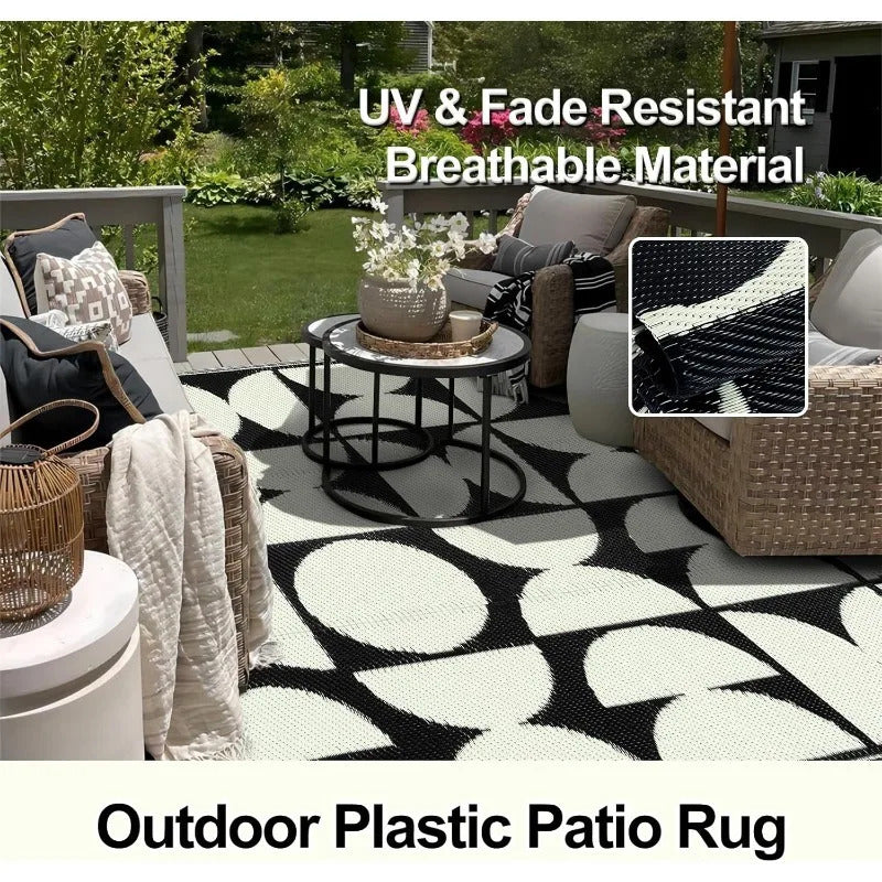 8x10 Outdoor Rug, Large Waterproof Reversible Outdoor Patio Area Rug, Indoor/Outdoor Plastic Straw Portable Camping Rug