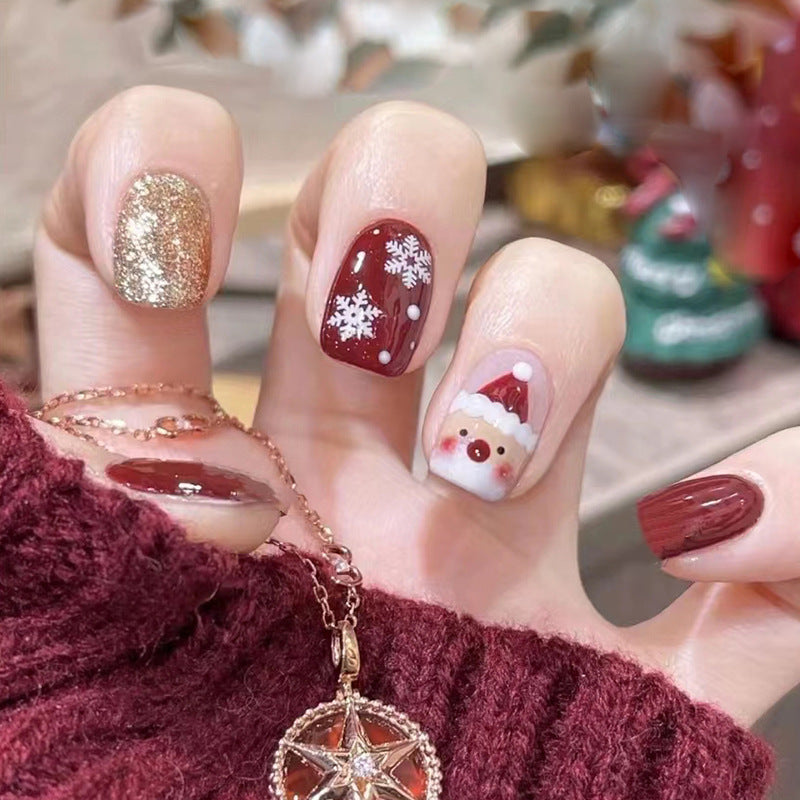 Christmas Wearable Nails Fake Nails Nail Tips Manicure Christmas Hot Press-on Fake Nail Stickers