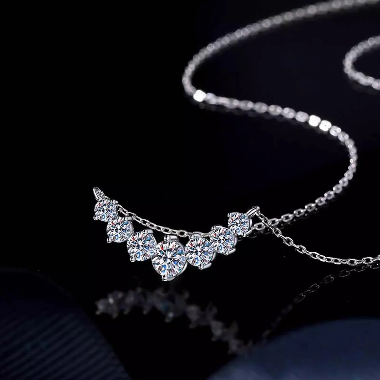 S925 Sterling Silver 2.8CT Moissanite Necklace 'Smiling Princess' Dainty Collarbone Chain Elegant Versatile Jewelry Accessory